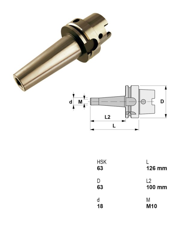 Picture of Canela Tool 16.315.063.10/100 HSK63A Screw On M10